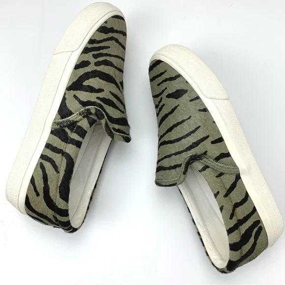 Madewell Sidewalk Slip On Sneakers in Zebra Calf Hair green black - Picture 7 of 12
